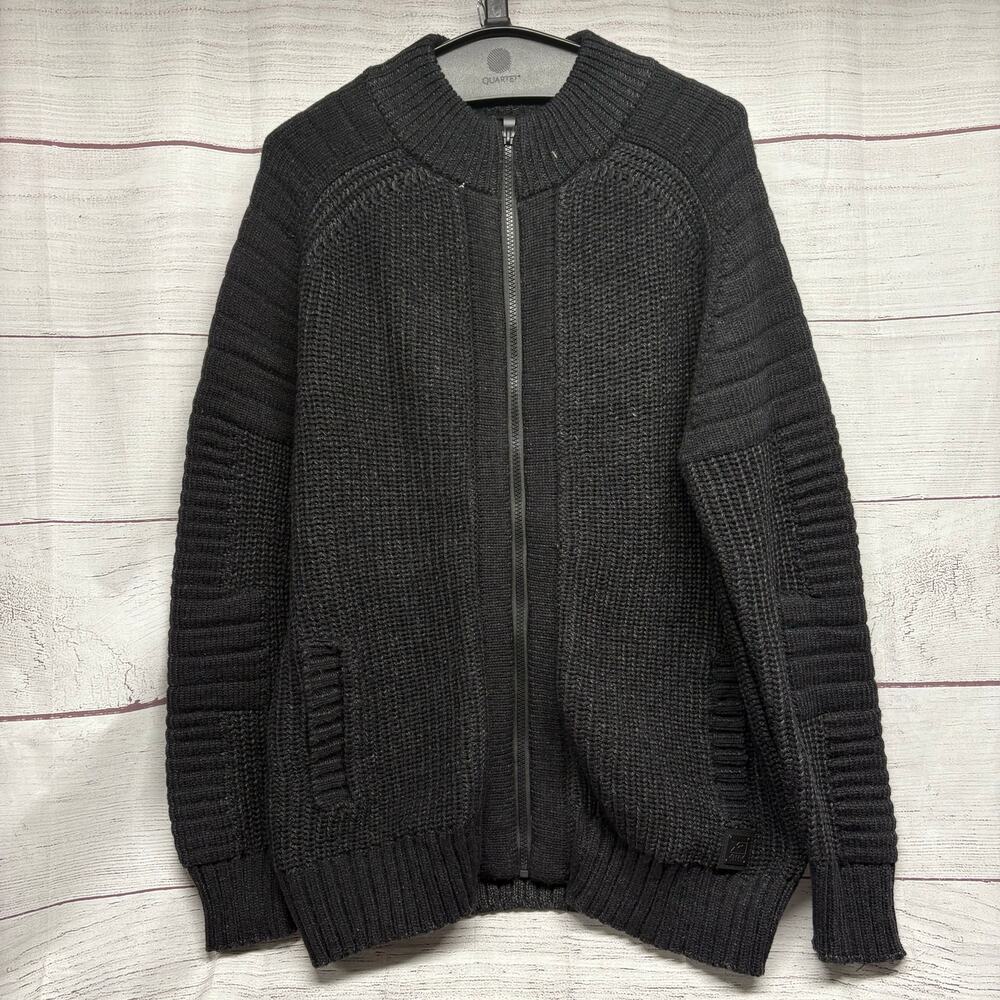 Xray Jeans charcoal gray heavy weight zip front sweater size XL